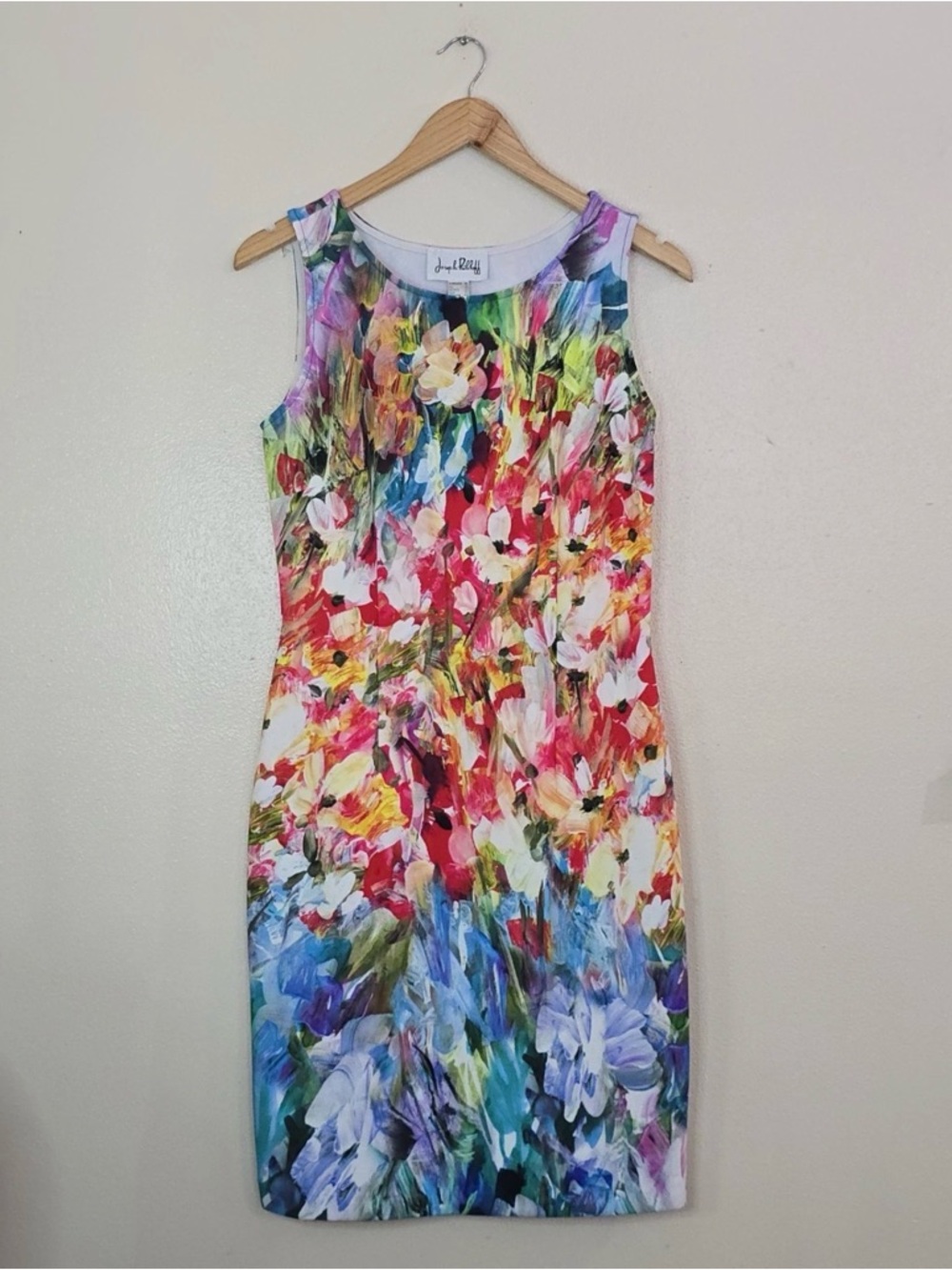 NWT Joseph Ribkoff Floral Sheath Dress Womens 8 Multicolor Sleeveless Painterly